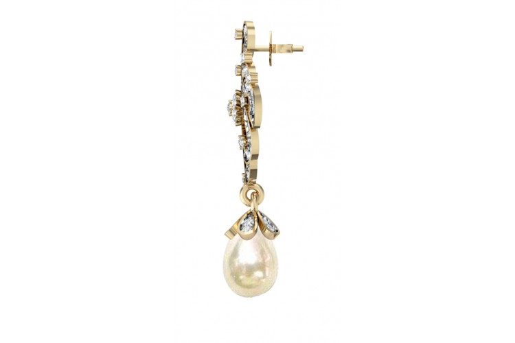 Diamond Earrings with Pearl drops